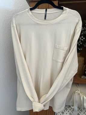 ASKK NY Women's Long Sleeve Tee in Cream with Pocket